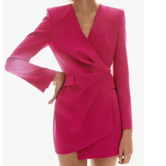Zara Jacket Wrap Dress Fuchsia / Barbie Pink - Picture 5 of 9